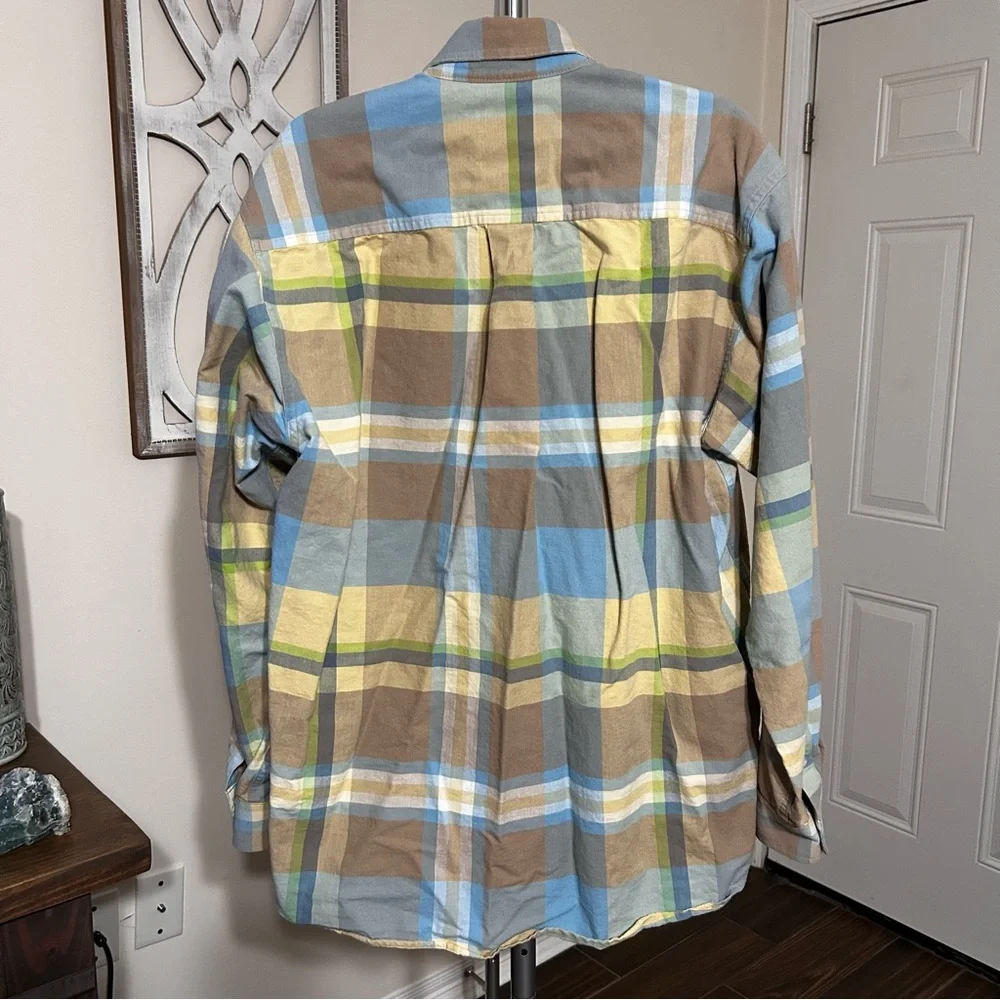 Cinch Men’s‎ Shirt Medium Long Sleeve Button Down Miller Style Tan Brown Green
